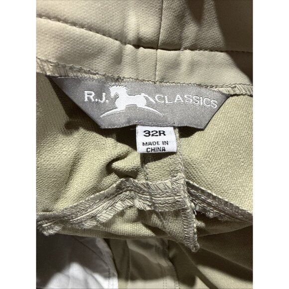 RJ Classic English Riding Pants Gulf Knee Patch Breeches Sand Tan Sz 32 New - Picture 9 of 11